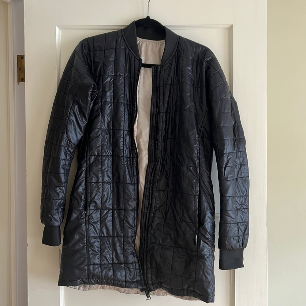 Mid-length black puffy